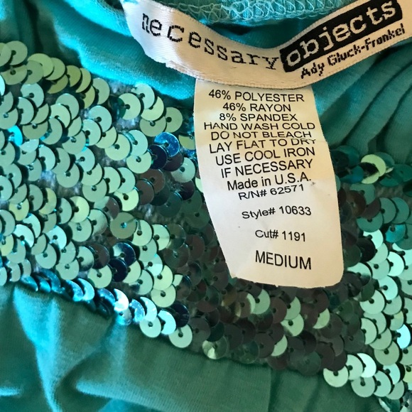 Necessary Objects Soft Green Stretch Sequin Waistband Tank Top Women’s Size M - Picture 5 of 5